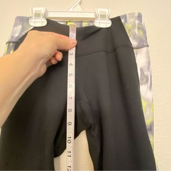 Zella Womens Stretch mid rise full length Leggings black, print sides XS - Picture 7 of 9